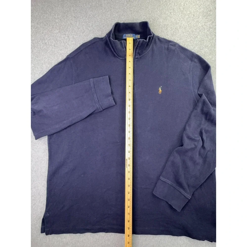 Polo Ralph Lauren Estate Rib 1/4 Zip Long Sleeve Sweater Men 2XL Navy Flesh Pony